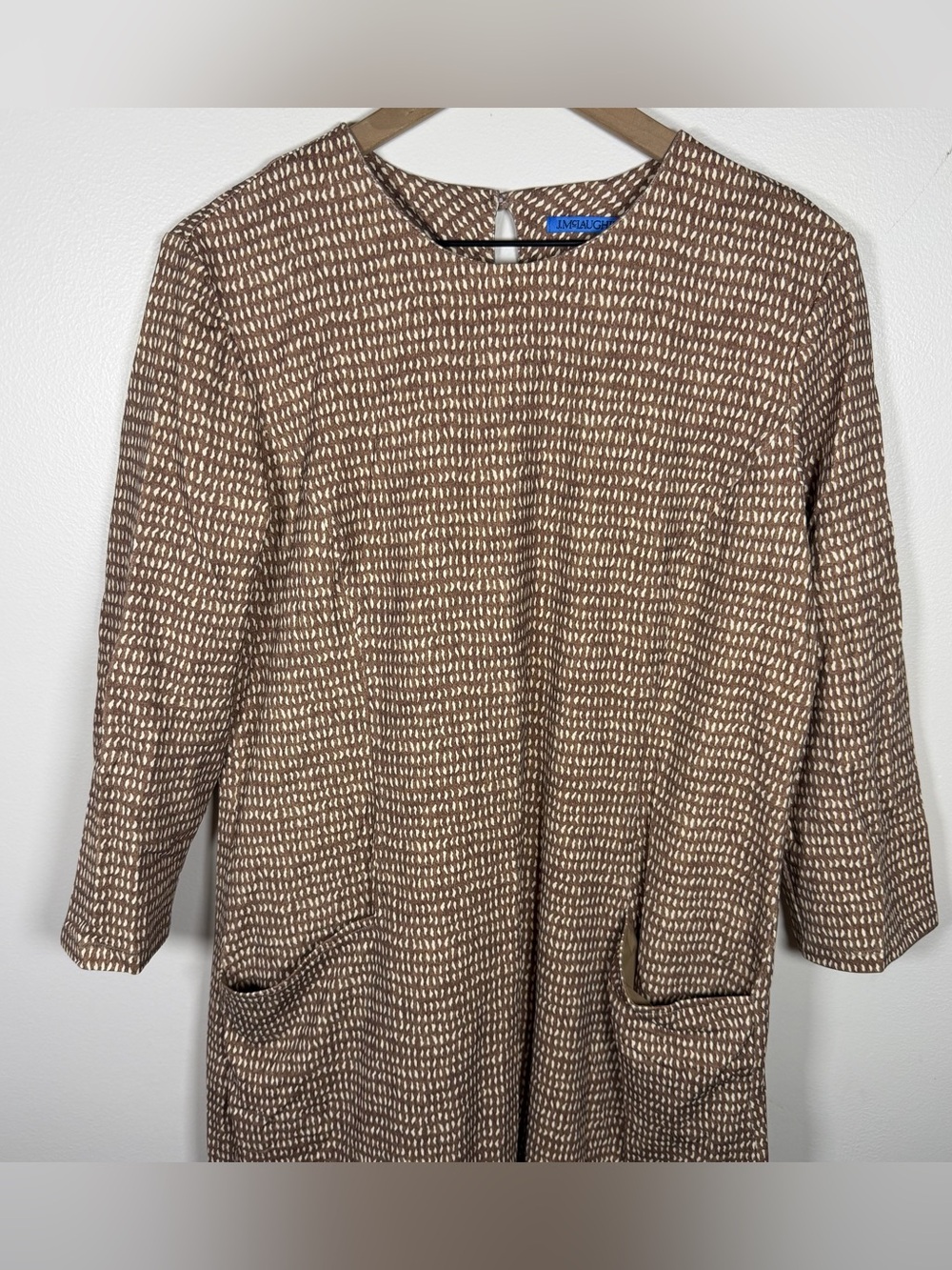 J. McLaughlin Catalina Cloth Midi Dress Printed Pockets Boho Tan Size L - Picture 3 of 8